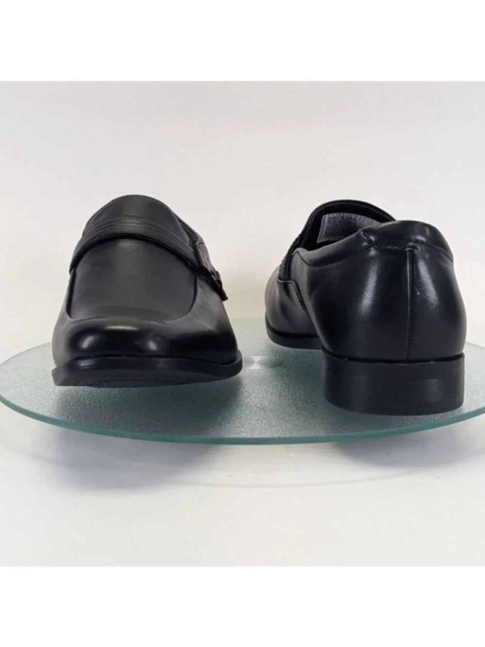 Perry Ellis Mens Size 9 Dress Shoes Black Vegan Leather Slip-On Loafers Buckle